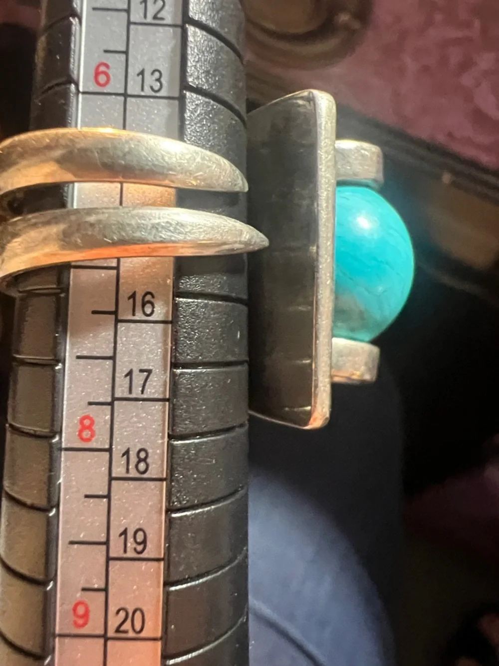 Turquoise Sphere Silver Statement Ring - Picture 8 of 11